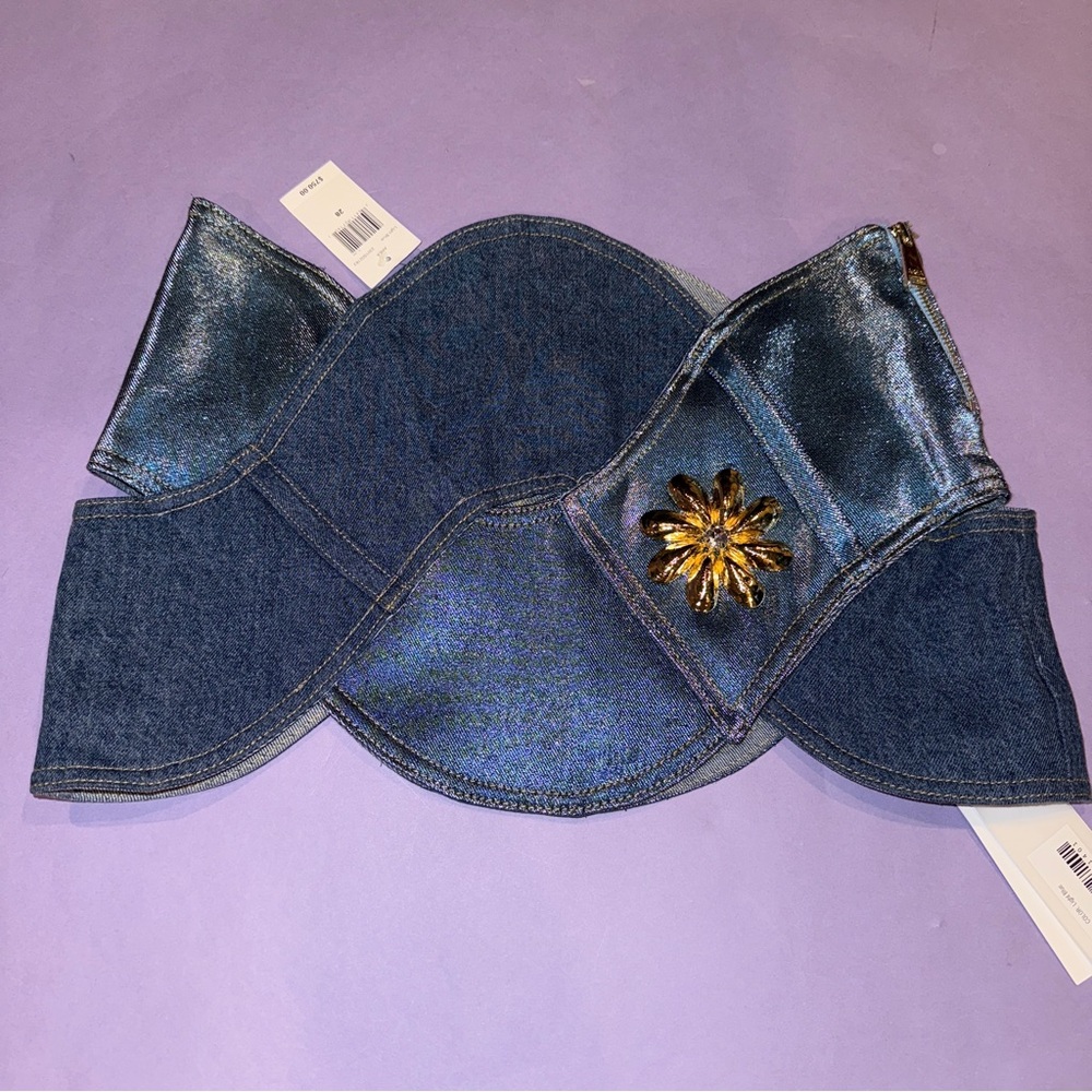 AREA Rope cotton blend denim mini skirt